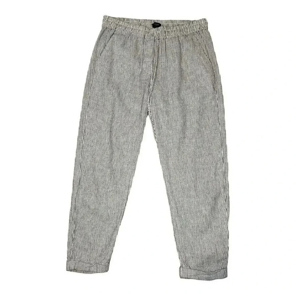 J. Crew Women’s Size 6‎ Black & White Striped linen-cotton drawstring pant NWOT - Picture 1 of 7